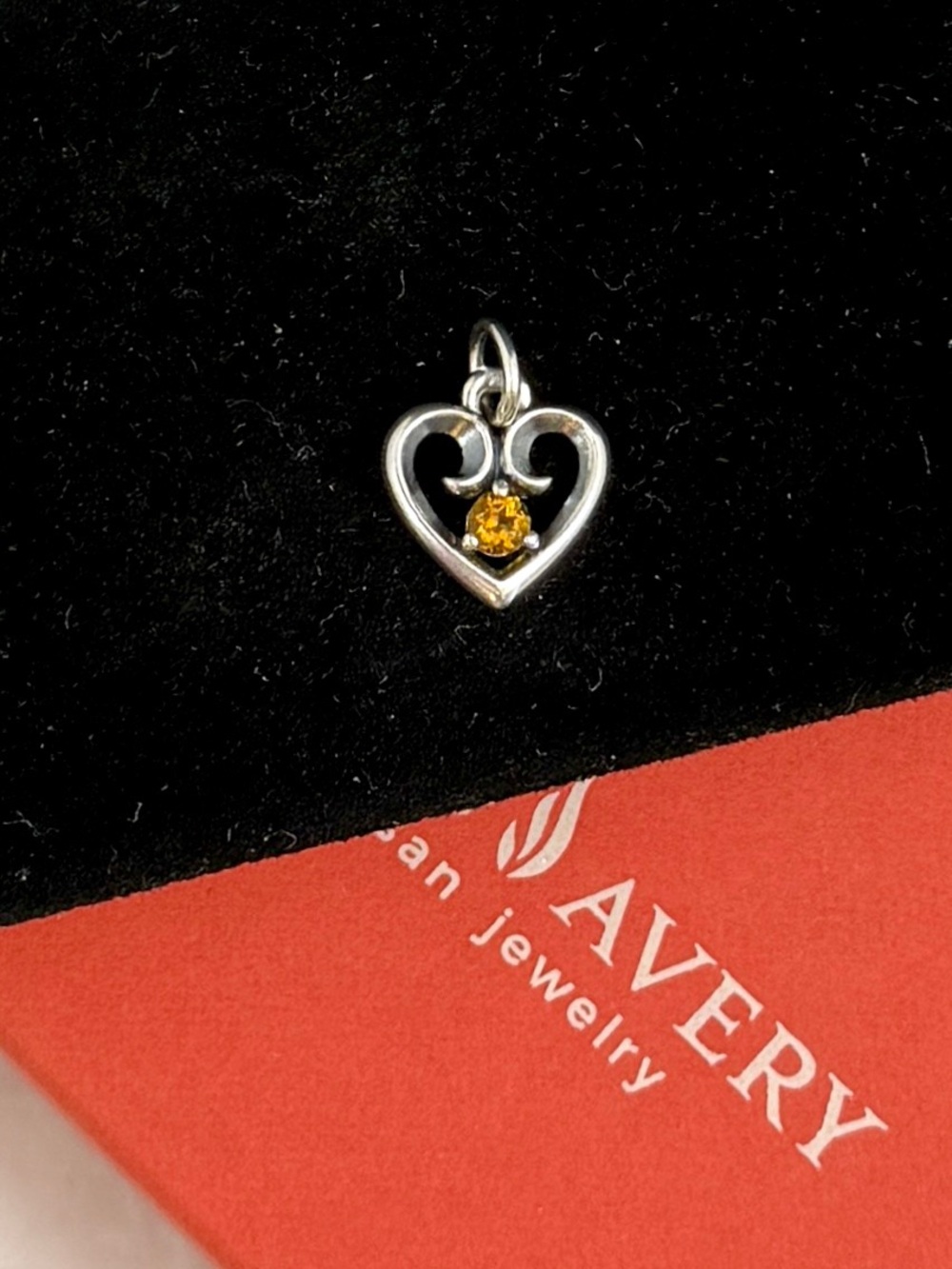 JAMES AVERY Sterling Silver Remembrance Heart Birthstone Charm Citrine November